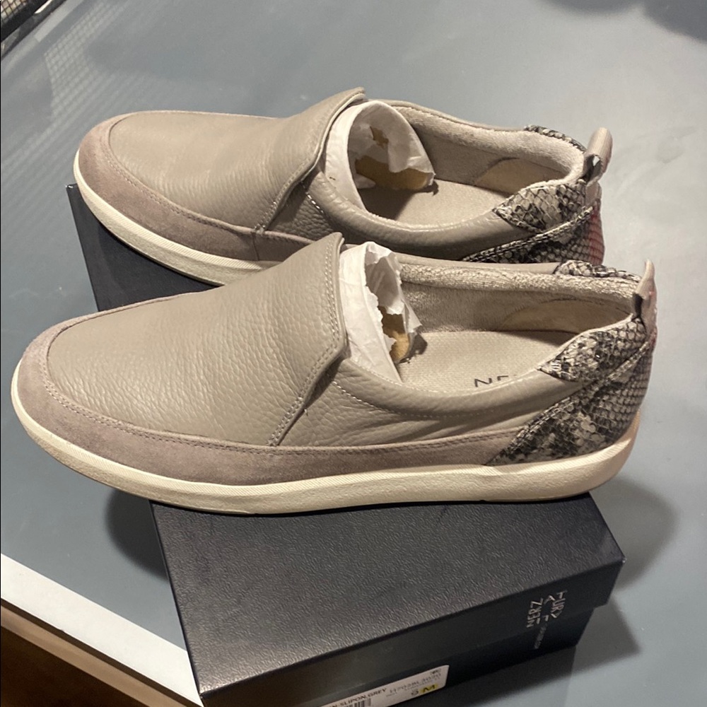 Naturalizer Gray and Snake Print Slip-On Sneakers